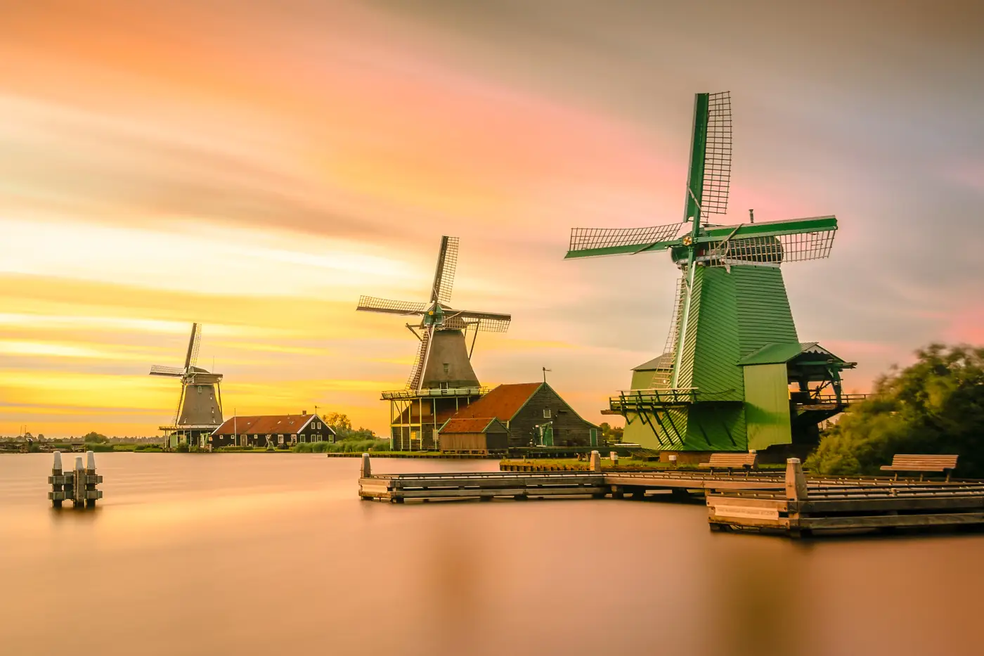 Historic Zaanse Schans windmills in Netherlands showcasing Dutch heritage and entrepreneurial spirit